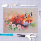 Schöner Fox in Blume Wasserfarben-Dekoupage Seidenpapier (Handwerk)