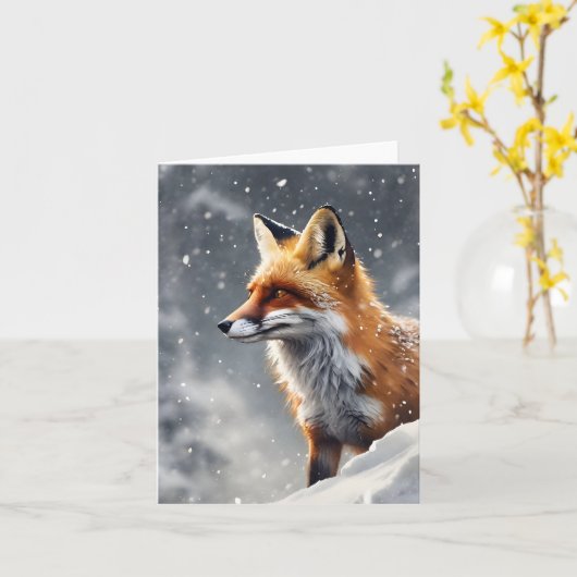 Schöner Fox in Snow Blank Gruß Karte (Gelbe Blume)