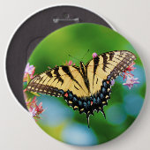 Schöner Frack-Schmetterling auf hübschen Blume Button (Vorne & Hinten)