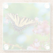 Schöner Frack-Schmetterling auf hübschen Blume Glasuntersetzer (Rückseite)