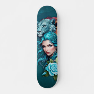 Schöner Frauenkopf mit ausdrucksvollen Augen Skateboard