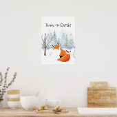 Schöner Frieden auf Erden Rotfuchs Vogel Winter  Poster (Küche)