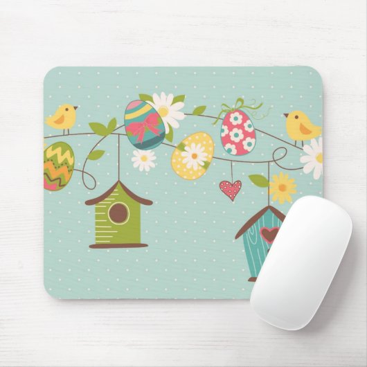 Schöner Frühlings-Hintergrund mit Vogel-Häusern Mousepad (Mit Mouse)