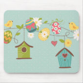Schöner Frühlings-Hintergrund mit Vogel-Häusern Mousepad (Vorne)