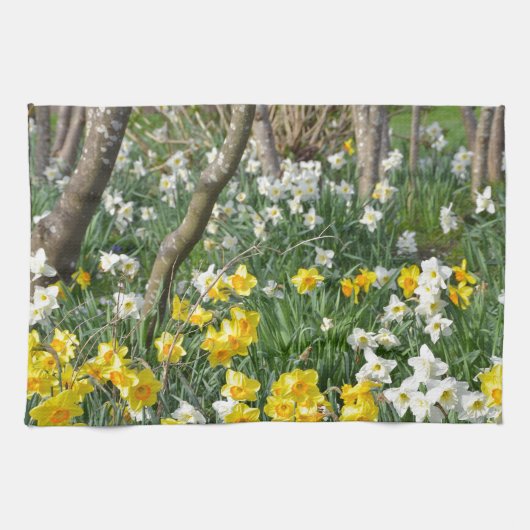 Schöner Frühlingsnarzissengarten Geschirrtuch (Horizontal)