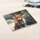 Schöner Fuchs im Grünen Rechteckiger Pappuntersetzer (angewinkelt)