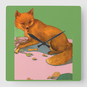 schöner Fuchs Quadratische Wanduhr