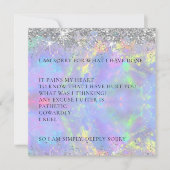 Schöner Funkelnd Glitzer Entschuldigung Karte (Vorderseite)