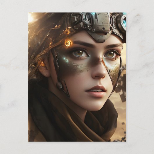 Schöner Futuristischer Cyborg Postkarte (Vorderseite)