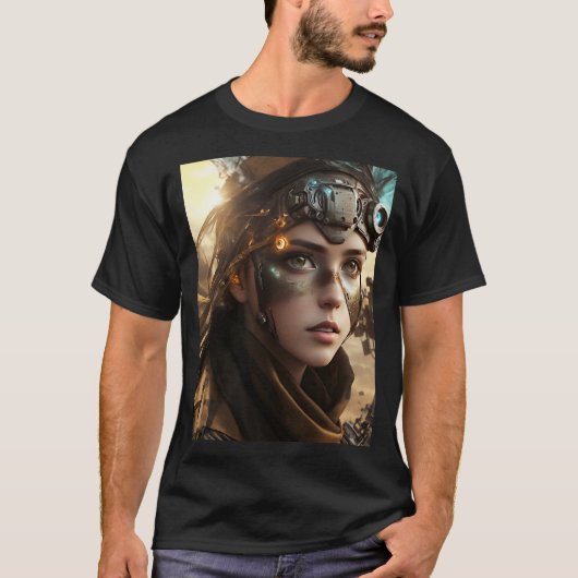 Schöner Futuristischer Cyborg T-Shirt (Vorderseite)