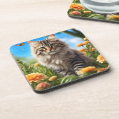 Schöner Garten für Katzen Getränkeuntersetzer (Linke Seite)