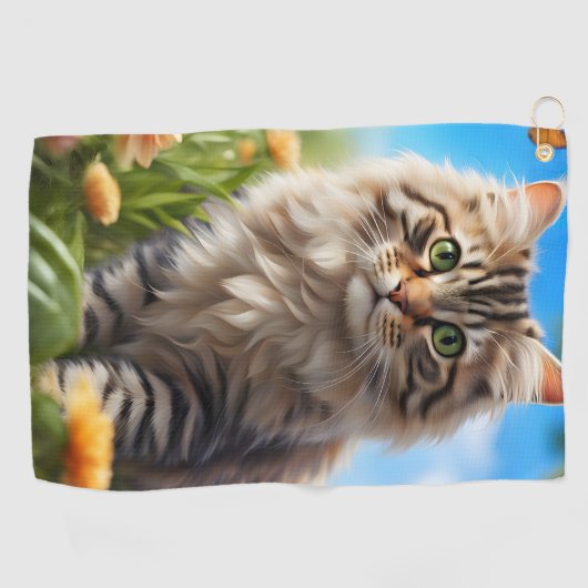 Schöner Garten für Katzen Golfhandtuch (Horizontal)