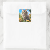 Schöner Garten für Katzen Quadratischer Aufkleber (Tasche)