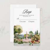 Schöner Garten mit Aquarellfarben, elegant RSVP Karte (Vorne/Hinten)