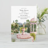 Schöner Garten mit Aquarellfarben, elegante Babydu Einladung (Stehend Vorderseite)