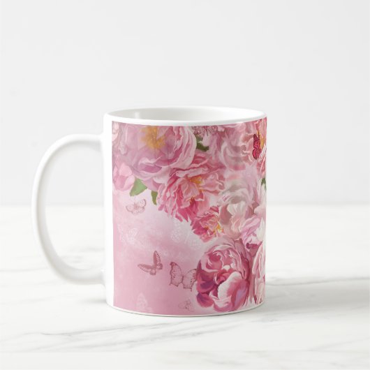 Schöner Garten mit rosa Blume Kaffeetasse (Links)