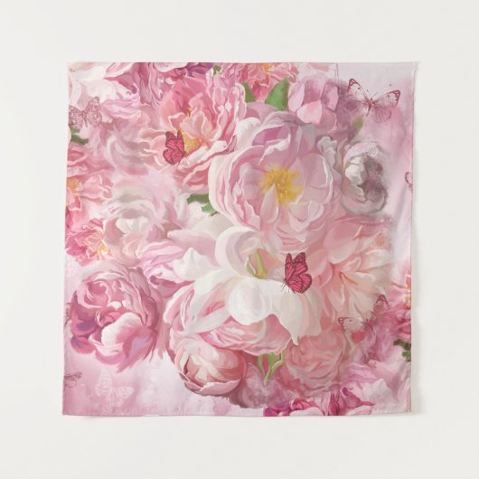 Schöner Garten mit rosa Blume Wandteppich (Vorderseite)