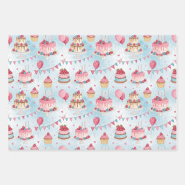 Schöner Geburtstagskuchen Geschenkpapier Set