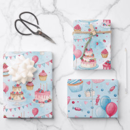 Schöner Geburtstagskuchen Geschenkpapier Set