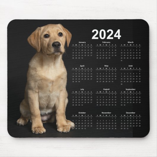 Schöner gelber Labrador Retriever 2024 Kalender Mousepad (Vorne)