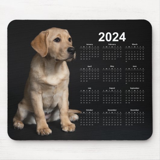 Schöner gelber Labrador Retriever 2024 Kalender Mousepad (Vorne)