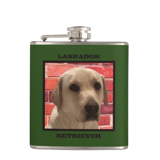 Schöner Gelber Labrador Retriever Hund Flachmann (Vorderseite)