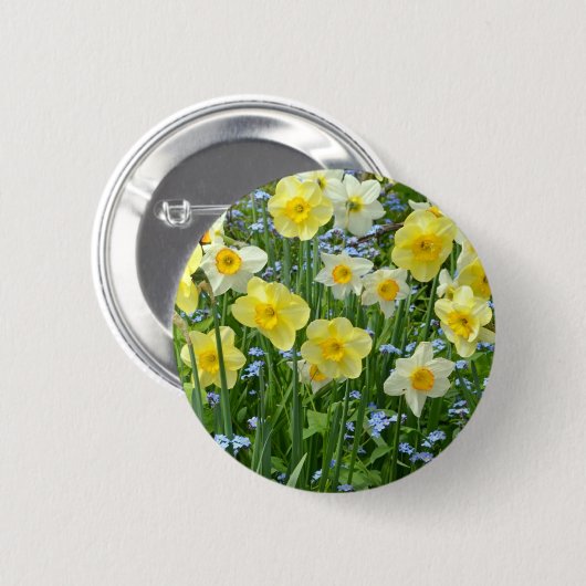 Schöner gelber Narzissengarten Button (Vorne & Hinten)