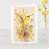 schöner gelber Vogel auf einer Karte (Gelbe Blume)