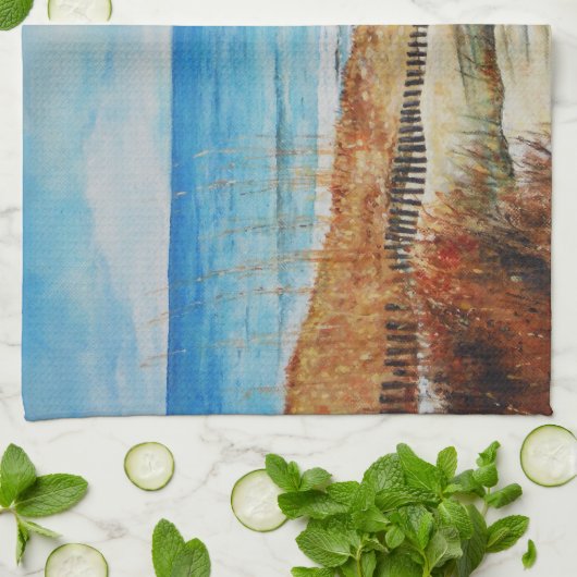 Schöner, gemalter Strand und Sanddünen Geschirrtuch (Gefaltet)