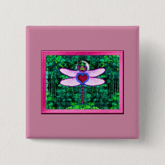 Schöner Gerahmter Artwor "Crackel Gerahmt Dragonfl Button (Vorderseite)