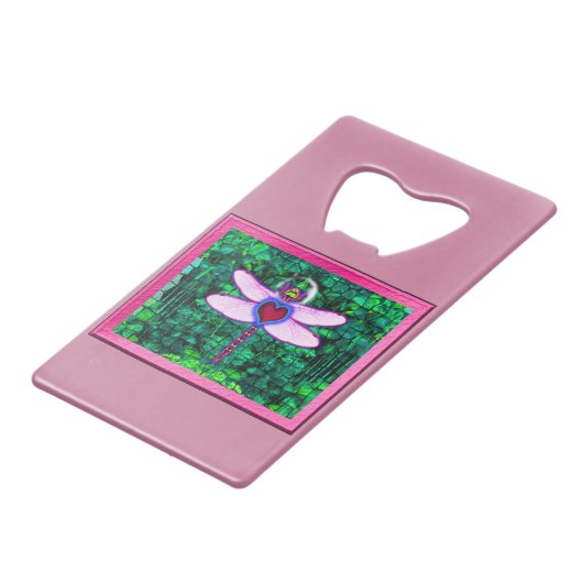 Schöner Gerahmter Artwor "Crackel Gerahmt Dragonfl Geldbeutel Flaschenöffner (Vorderseite Schrägansicht)