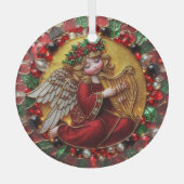 Schöner gesteinigter Glass Weihnachtsgel Ornament Aus Glas (Vorderseite)