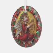 Schöner gesteinigter Glass Weihnachtsgel Ornament Aus Glas (Vorderseite links)