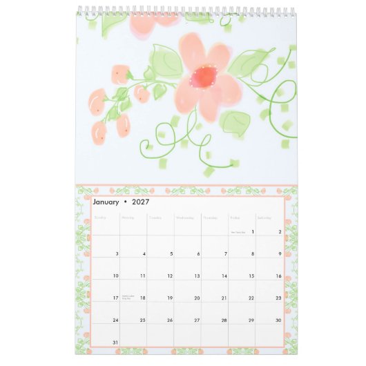 Schöner Girly Flows Designer Kalender (Jan 2027)