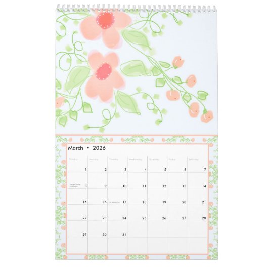 Schöner Girly Flows Designer Kalender (Mär 2026)