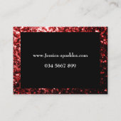 Schöner Glamour Roter Glitzer Glitzern Rahmen Schw Visitenkarte (Rückseite)