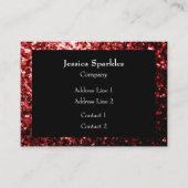 Schöner Glamour Roter Glitzer Glitzern Rahmen Schw Visitenkarte (Vorderseite)