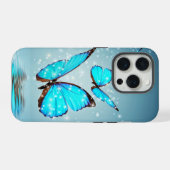 schöner glänzender blauer Schmetterling iPhone Hülle (Rückseite (Horizontal))