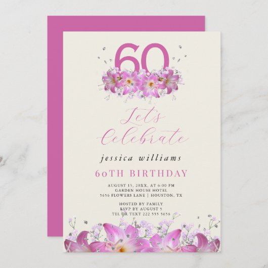 Schöner Glitzer Einladung (Vorne/Hinten)