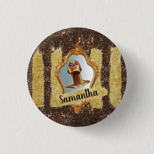 Schöner Glitzer Eleganter Chic Glitzer Button (Vorderseite)