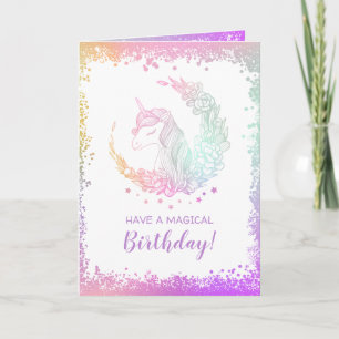 Schöner Glitzer Magical Unicorn Geburtstag Karte