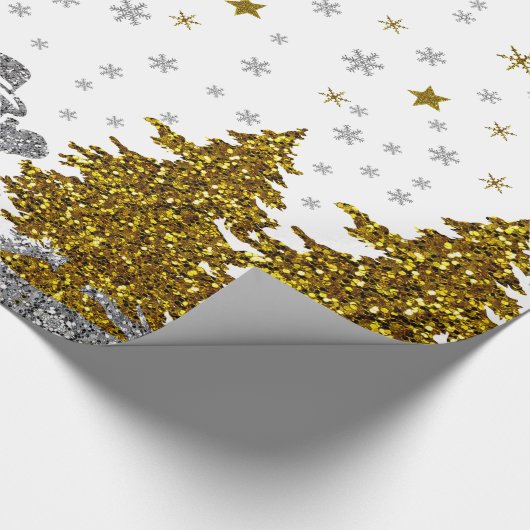 Schöner Glitzer Neues Jahr in Weiß Geschenkpapier (Ecke)