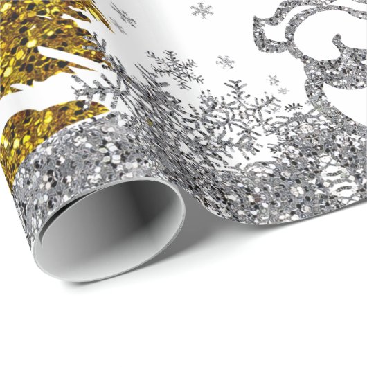 Schöner Glitzer Neues Jahr in Weiß Geschenkpapier (Rolleneckpunkt)