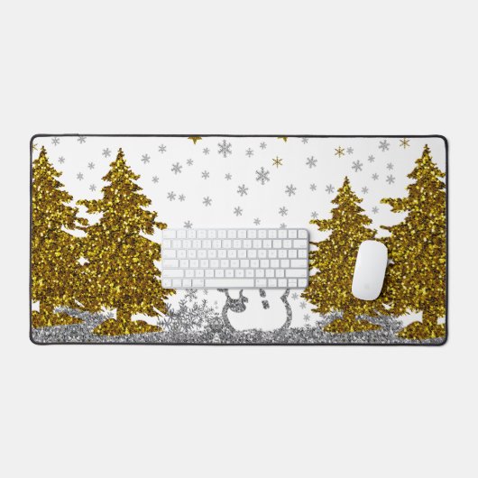 Schöner Glitzer Neues Jahr in Weiß Schreibtischunterlage (Tastatur & Maus)