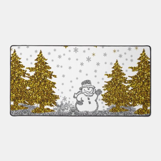 Schöner Glitzer Neues Jahr in Weiß Schreibtischunterlage (Vorderseite)