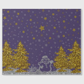 Schöner Glitzer Neues Jahr lila Geschenkpapier (Flach)