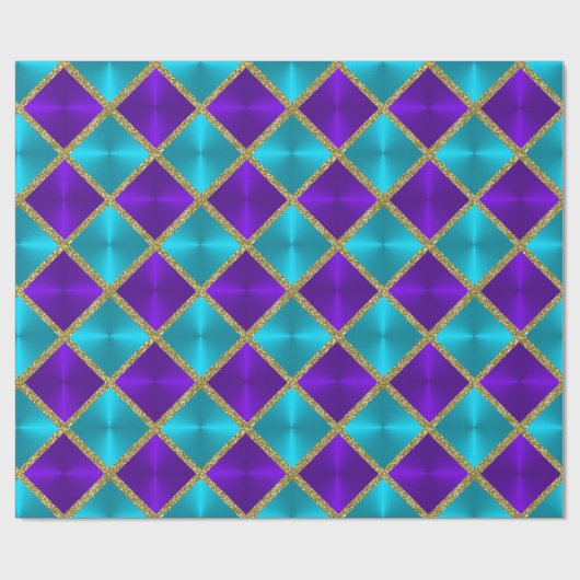 Schöner Glitzer Türkis und Lila Plätze Geschenkpapier (Flach)