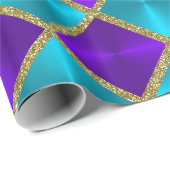 Schöner Glitzer Türkis und Lila Plätze Geschenkpapier (Rolleneckpunkt)