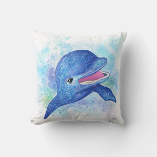 Schöner glitzernder blauer Delfin Kissen