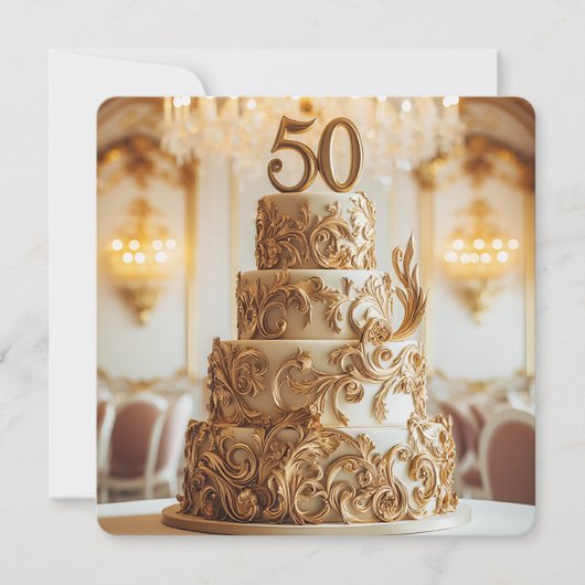 SCHÖNER GOLD 50. WEDDING JAHRESKUG EINLADUNG (Vorderseite)